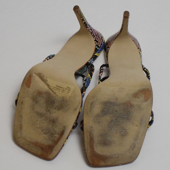 Steve Madden Awake Heeled Sandal Multi Snake Open Toe Strappy Mule Pumps Heels 9 - Picture 8 of 8